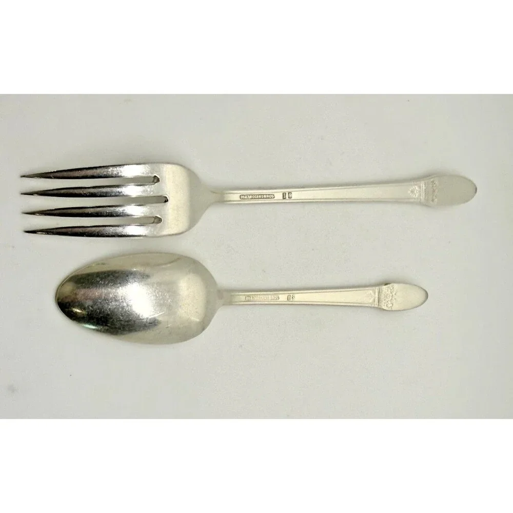 1847 Rogers Bros First Love Silverplate Floral Art Nouveau Flatware Fork & Spoon